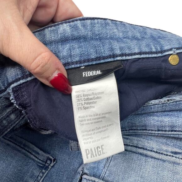 PAIGE Federal Slim Fit Straight Stretch Jeans FLAW Medium Wash Mens 36x29 - Picture 6 of 7